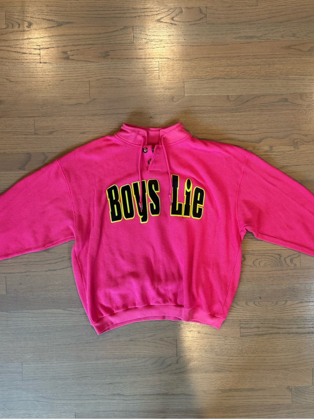 BOYS LIE Spunk Waffle Knit Graphic Henley